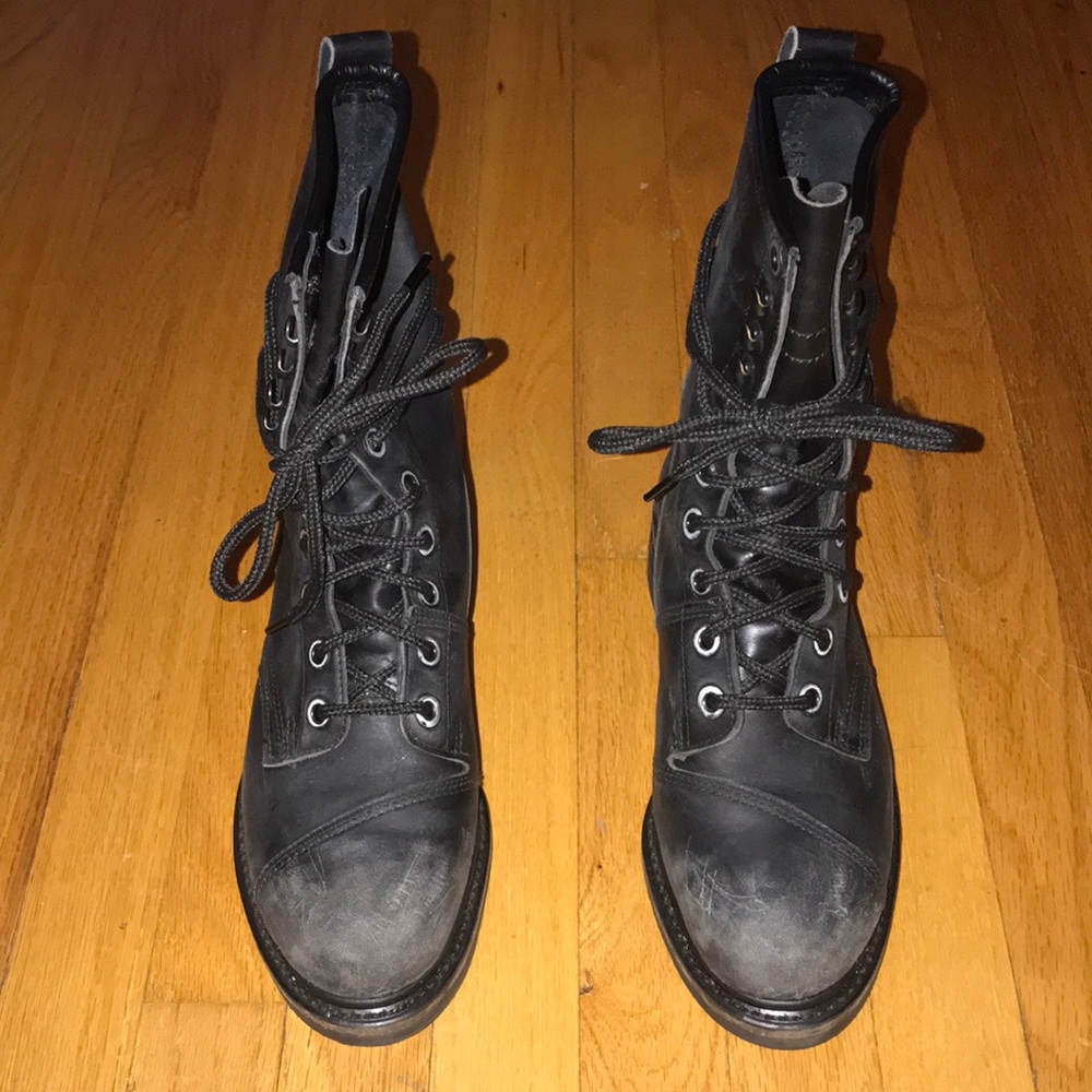 Used black steel toe military/jumper/combat/linesman boots